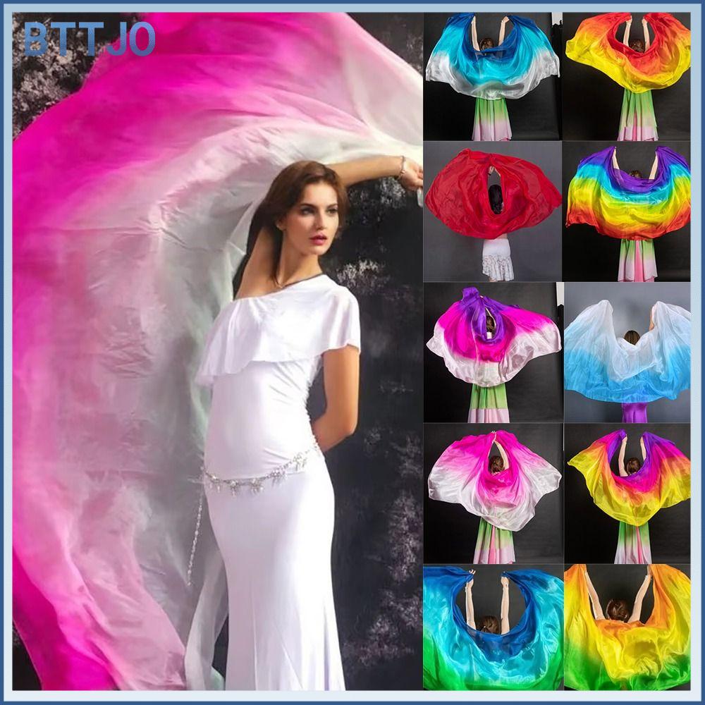 BTTJ0 Kết cấu nhẹ Màn múa bụng 250cmx120cm Màu sắc chuyển sắc Khăn choàng múa bụng Latin Phụ kiện trang phục Khăn quàng cổ nữ