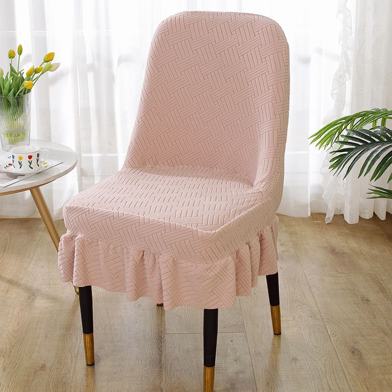 Jacquard Curve Arc Chair Cover Elastic Solid Color Chair Covers for Dining Room Kitchen Anti-dirty Anti-scratch Seat Case