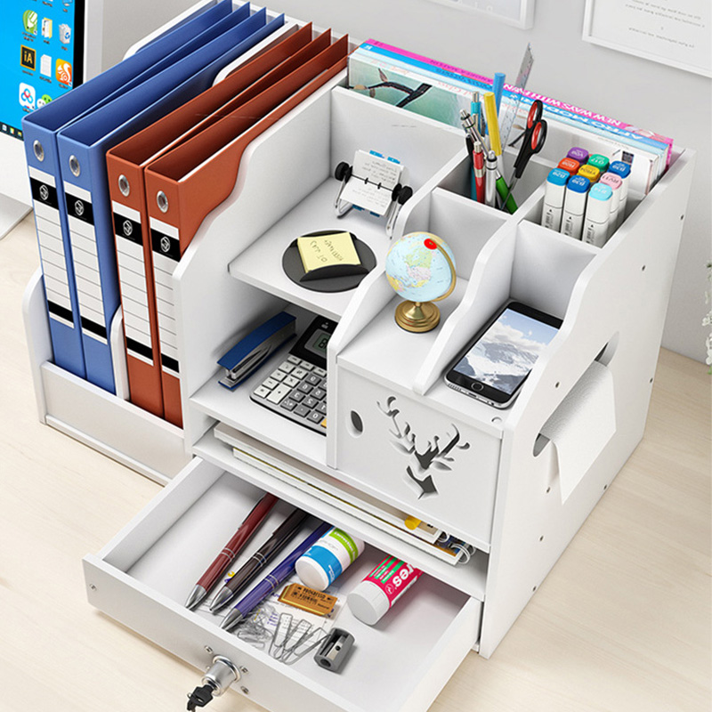 Desktop bookshelf Multi-layer A4 document storage rack Multi-functional data organization book shelf Office document shelf