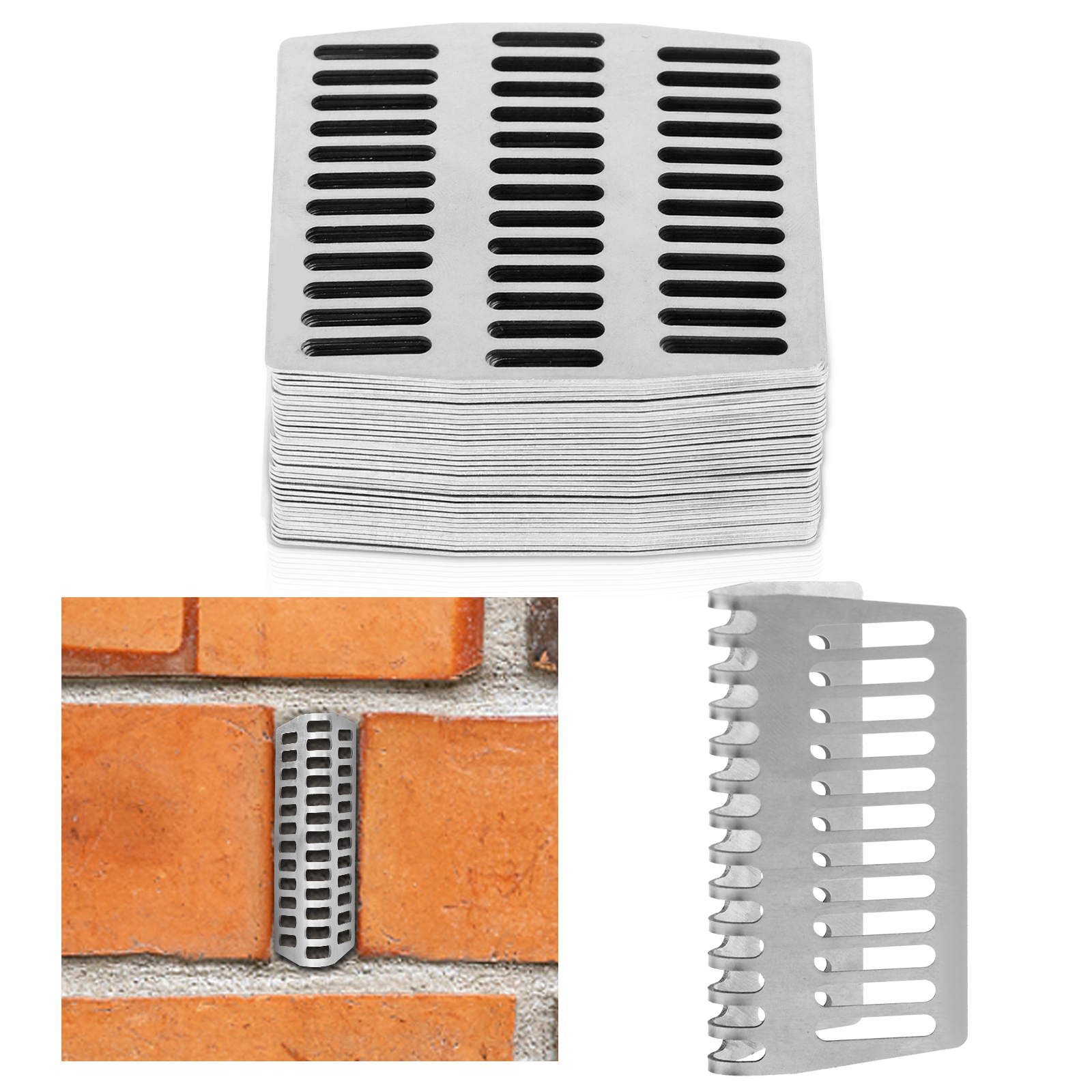 36Pcs Stainless Steel Brick Weep Hole Covers 2.75" Weep Shield Weep Hole Covers Brick Weep Hole Inserts Mortar Repair YULING. 