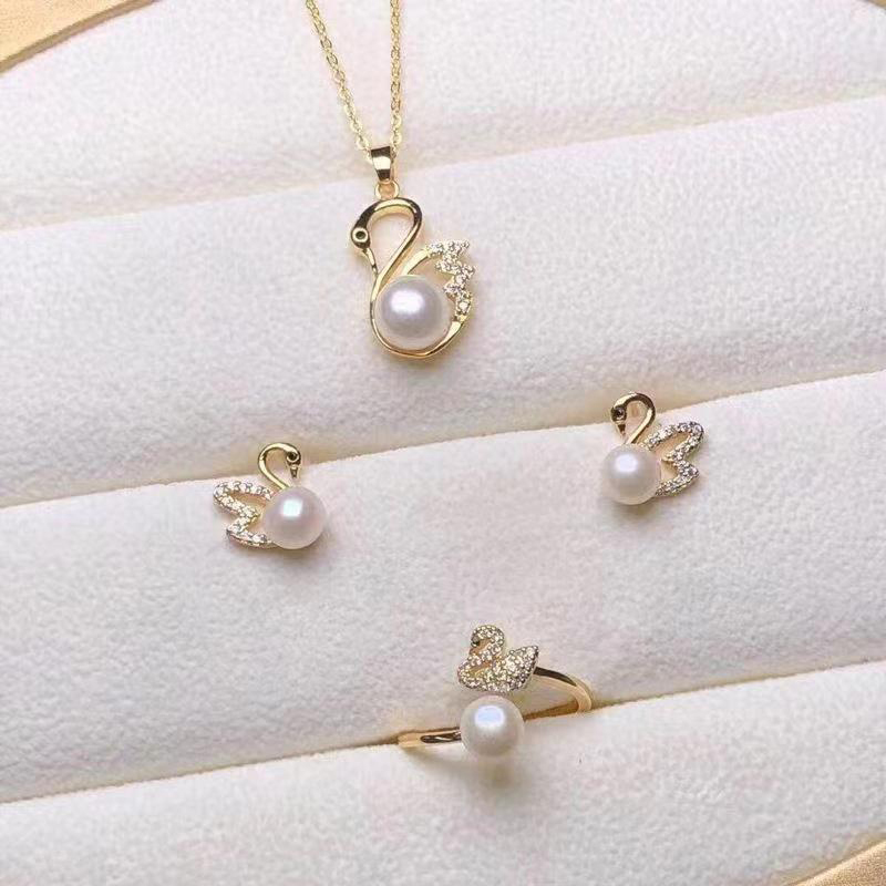 3Pcs/Set Luxury Fashion Freshwater Pearl Swan Banquet Party Jewelry Set For Women Charm Accessories Gift For Lover Luyo. 