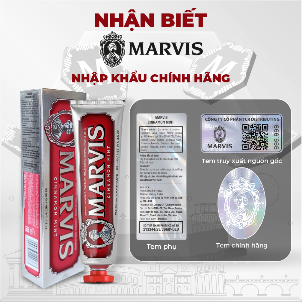 [MARVIS.VN- NHẬP KHẨU] Kem Đánh Răng MARVIS Whitening Mint 85ML