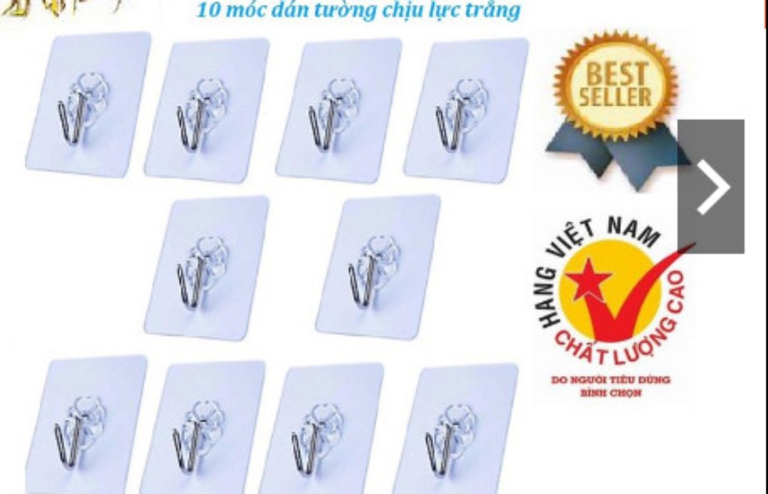 Combo 10 móc dán tường cường lực trắng