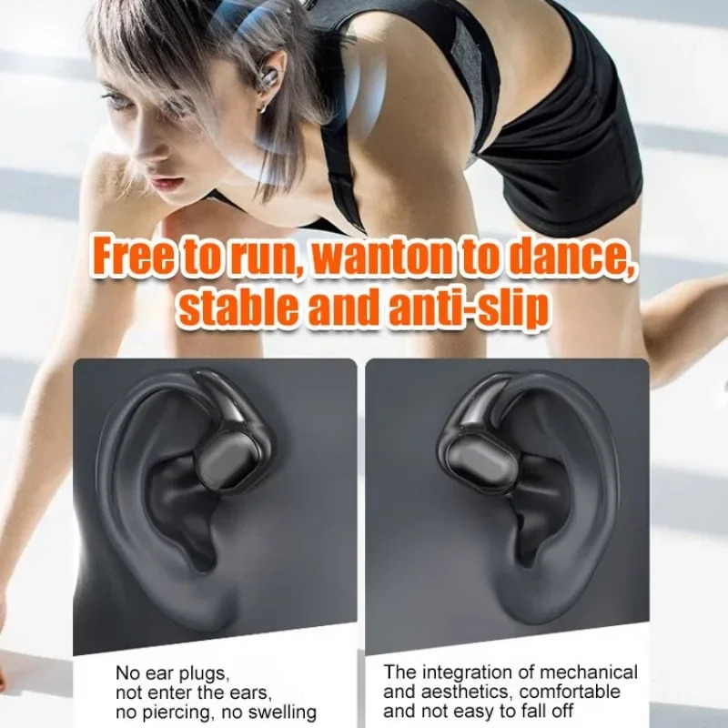 Tai nghe không dây dẫn truyền qua xương tai nghe bluetooth bin hiển thị điều khiển bằng cảm ứng tai nghe đeo tai Tai nghe Bluetooth