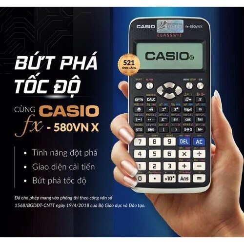[HCM] MÁY TÍNH CASIO FX-580VNX Máy Tính Casio Cho Học Sinh Casio fx-580VN X Chíng Hãnh, Độc Quyền tại Việt Nam