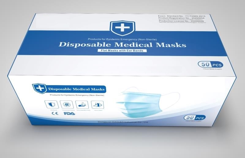 dust Protection -4 50 Pieces Disposable Face No Breathing Valve FDA certific Thick 3Ply 