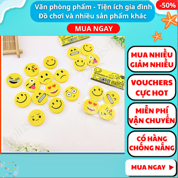 Combo 12 cục gôm mặt cười vui nhộn,Cục tẩy,Giá rẻ, đồ dùng học tập, Aplusmart