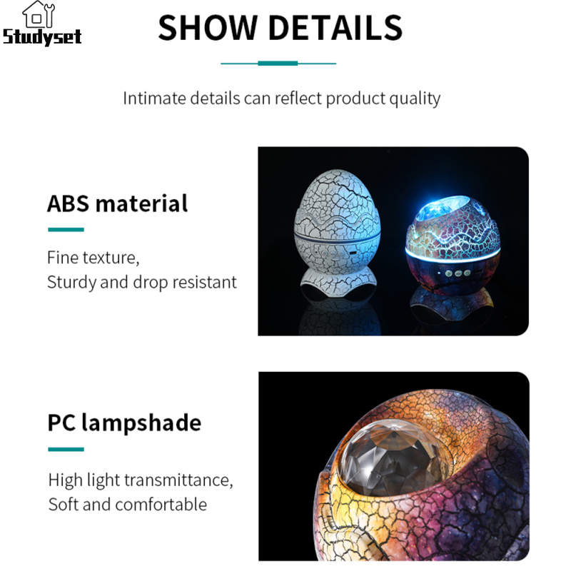Studyset IN stock Led Dinosaur Eggs Shell Galaxy Starry Projector Bluetooth-compatible Remote Control Night Lights Children Gift