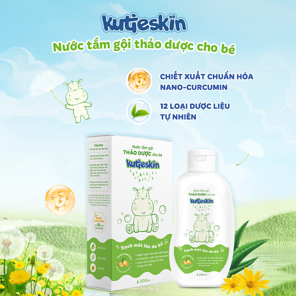 Nước tắm gội thảo dược cho bé KUTIESKIN 200ML