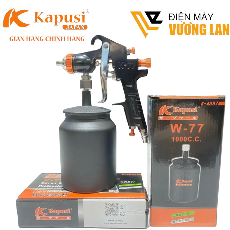 Súng phun sơn khí nén có chỉnh gió Kapusi Japan, đầu béc 3.0mm, bình chứa 1000cc, dụng cụ phun sơn nước, chậu cảnh, keo