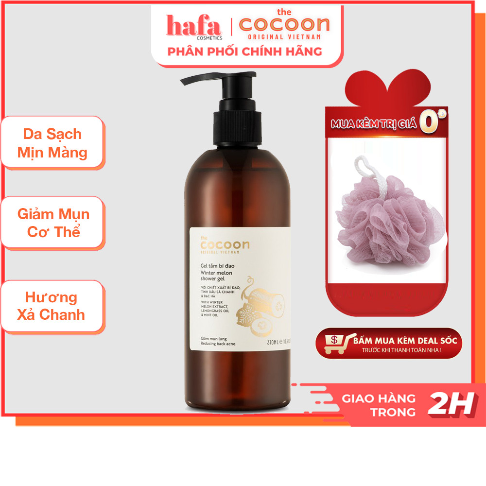 Gel tắm bí đao cocoon giúp giảm mụn lưng 310ml winter melon shower gel _ cocoon chính hãng