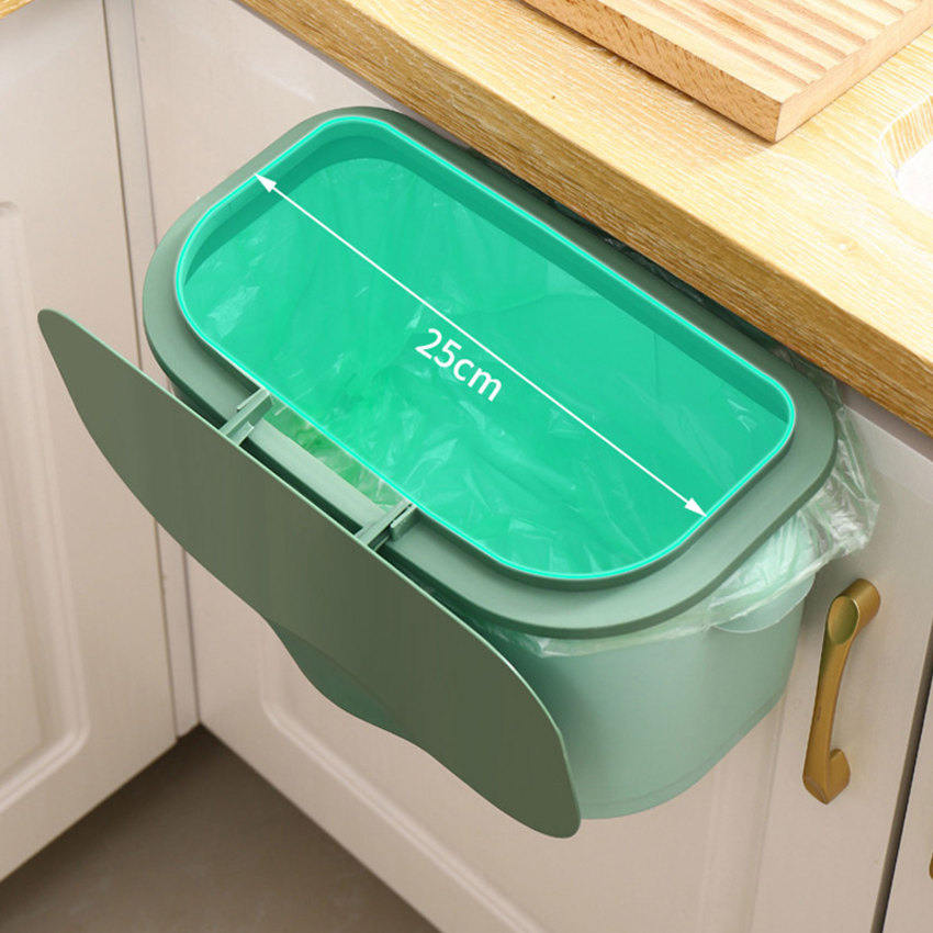 Treo Thùng rác cho nhà bếp dung tích lớn nhà bếp tái chế rác giỏ gắn tường phòng tắm thùng rác gấp cho xe hơi với nắp