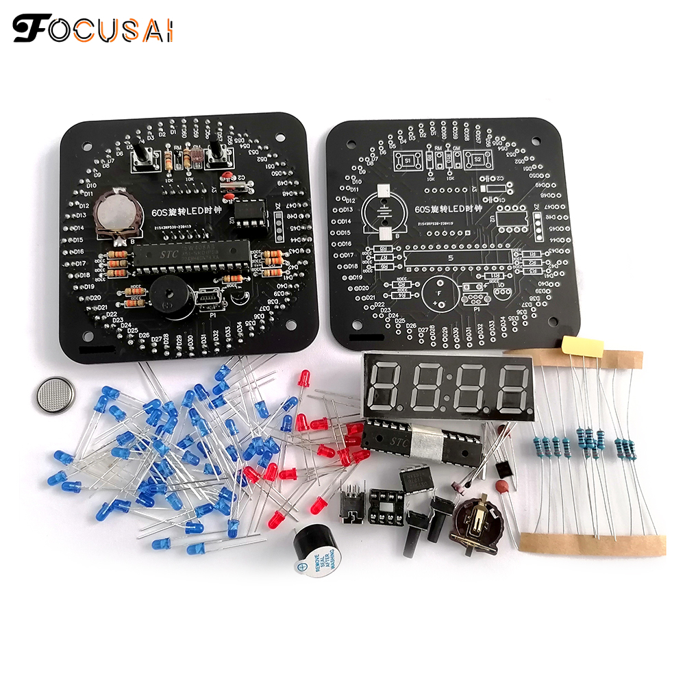 FocusAi Digital DIY Electronic Clock Kit Light Control Rotation Digital LED Temperature & Time Display Tool Set for Soldering Practice