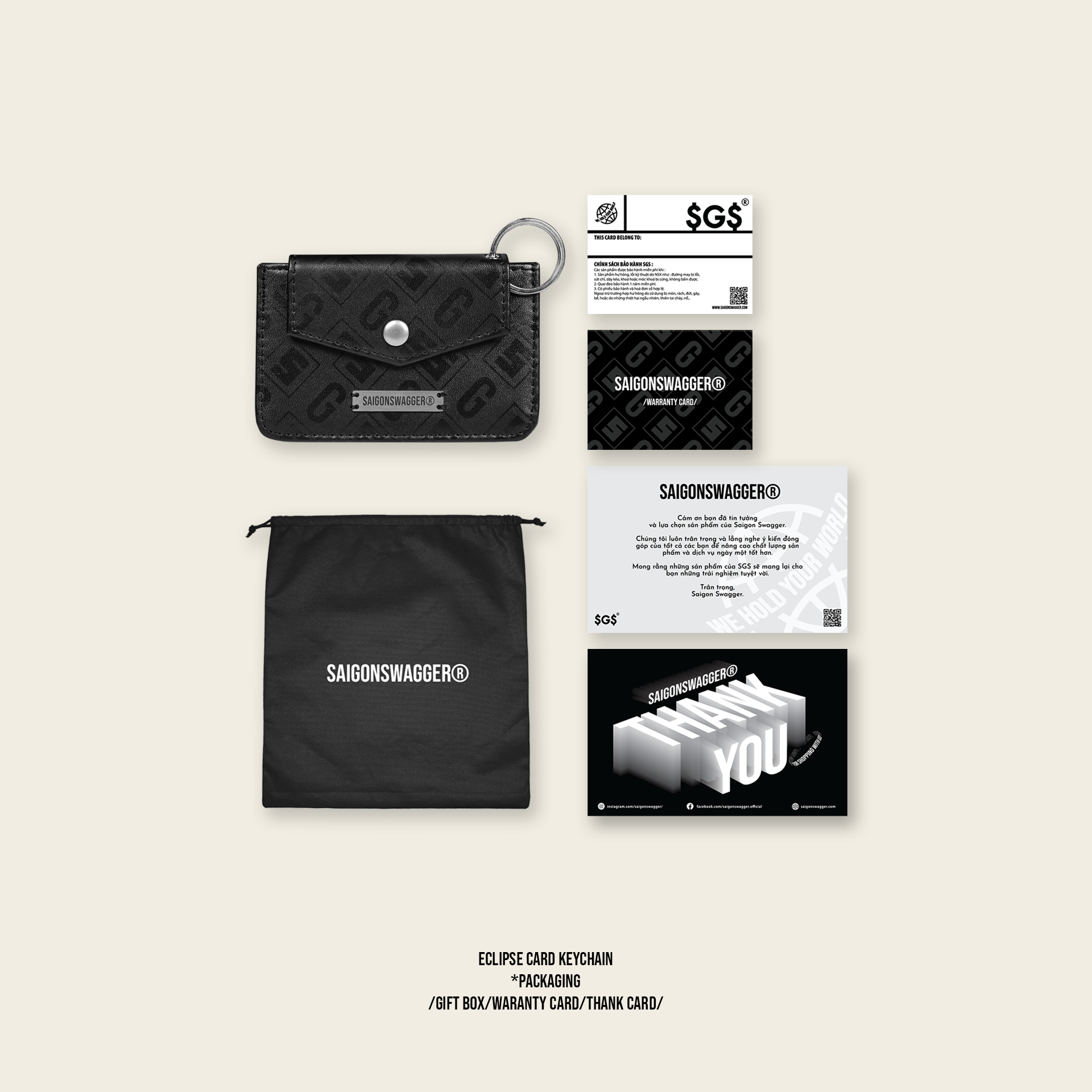 Ví Đựng Thẻ, Móc Khoá Da Thật SAIGON SWAGGER® ECLIPSE FLAP CARD KEYCHAIN