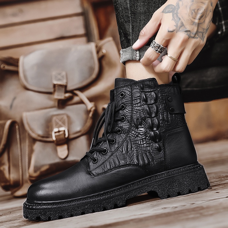 Giày Boot Da Cá Sấu Thời Trang Dành Cho Nam