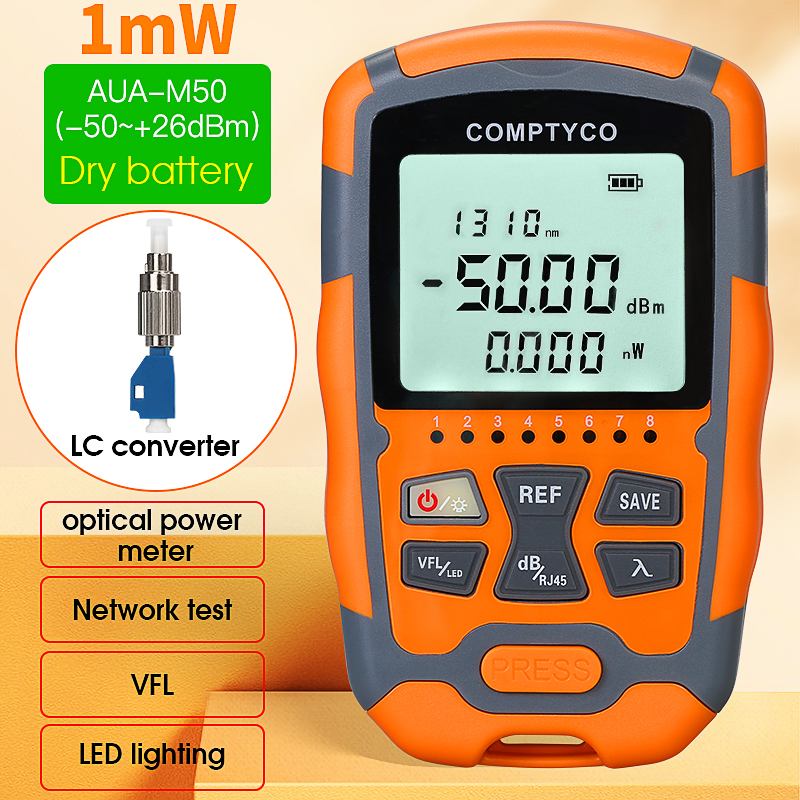 COMPTYCO AUA-M50 Mini 4 in 1 Multifunction Optical Power Meter Visual Fault Locator Network Cable Test optical fiber tester