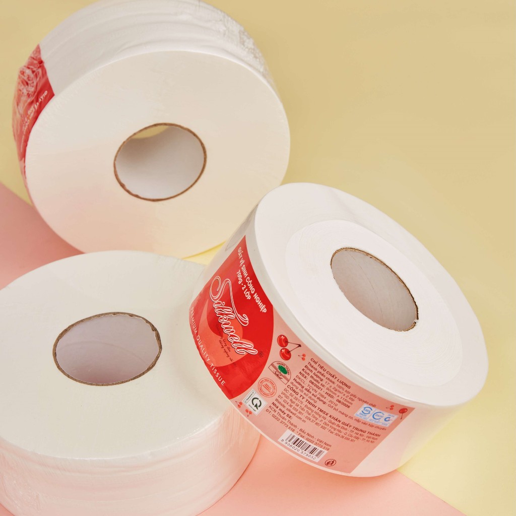 Giấy vệ sinh cuộn lớn Silkwell 2 lớp 500g (10cm x 12cm)