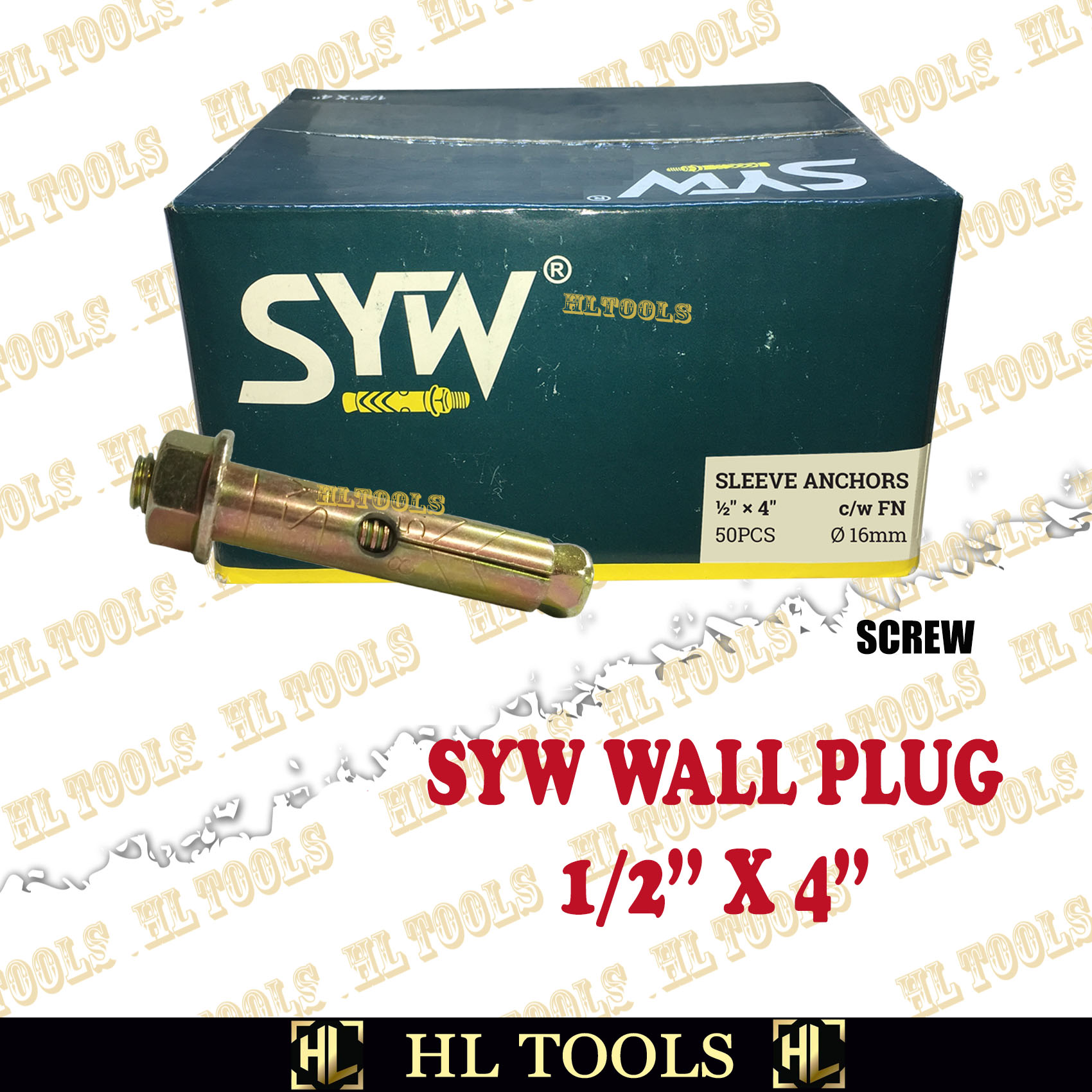 SYW SLEEVE ANCHOR / WALL PLUG 1/2" X 4" (5PCS) Lazada