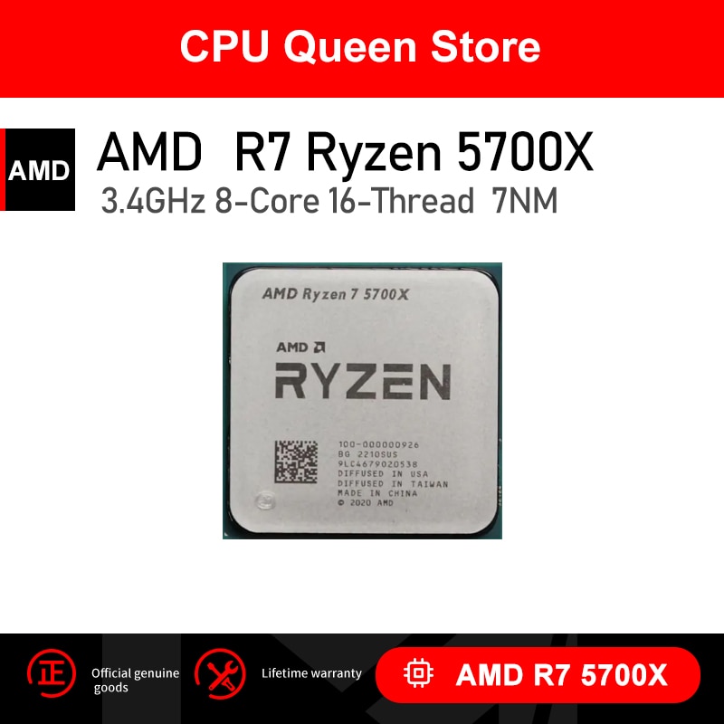 AMD R7 5700X Ryzen 7 5700X New 3.4 GHz Eight-Core 16-Thread CPU 7NM L3=32M  100-000000926 Socket AM4