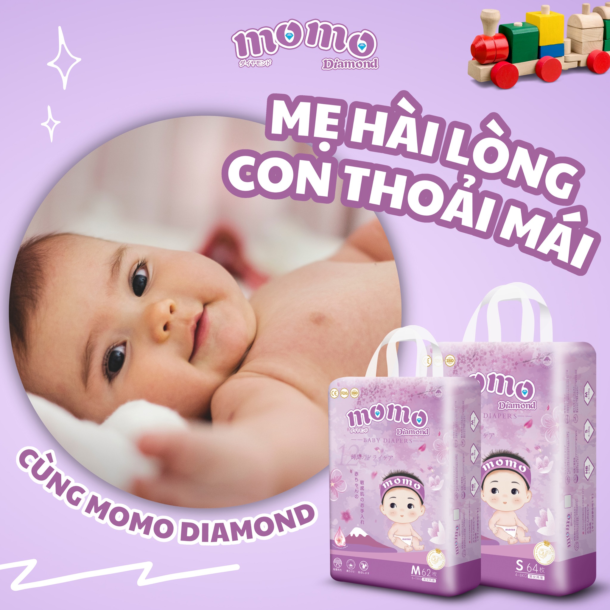 Bỉm tã dán/quần momotaro / momo diamond s112/m92/l84/xl78/xxl72/xxxl70