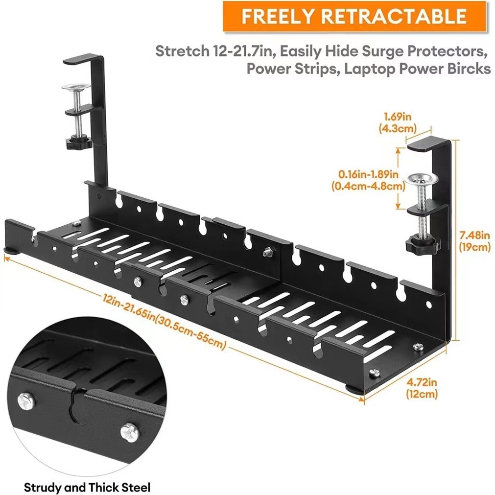 Heavy Metal Under Table Cable Management Tray Desk Socket Holder Wire ...