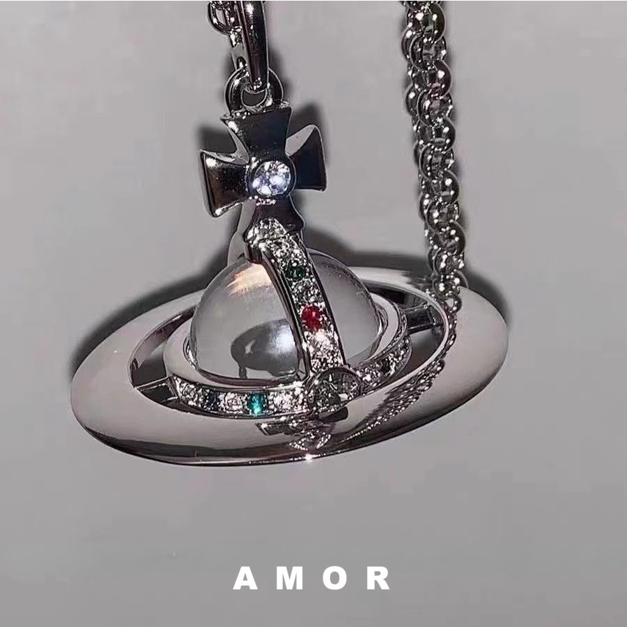 Moon & Saturn Necklace in Silver – Zakoia