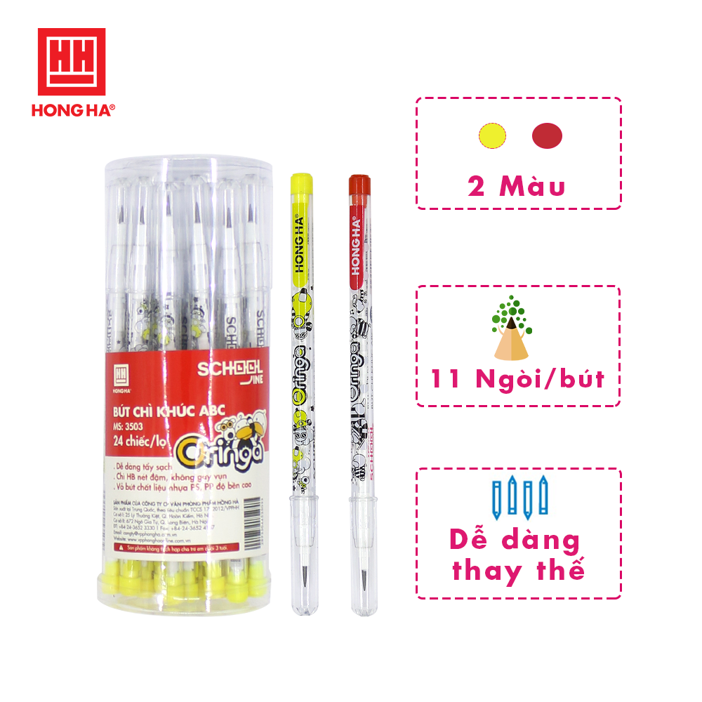 Combo 3 chiếc bút chì khúc abc - hb hồng hà - 3503