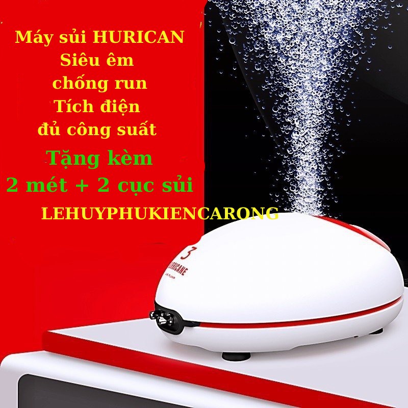 Máy sủi oxy 2 vòi hurricane cao cấp siêu êm, chống rung giành cho hồ cá