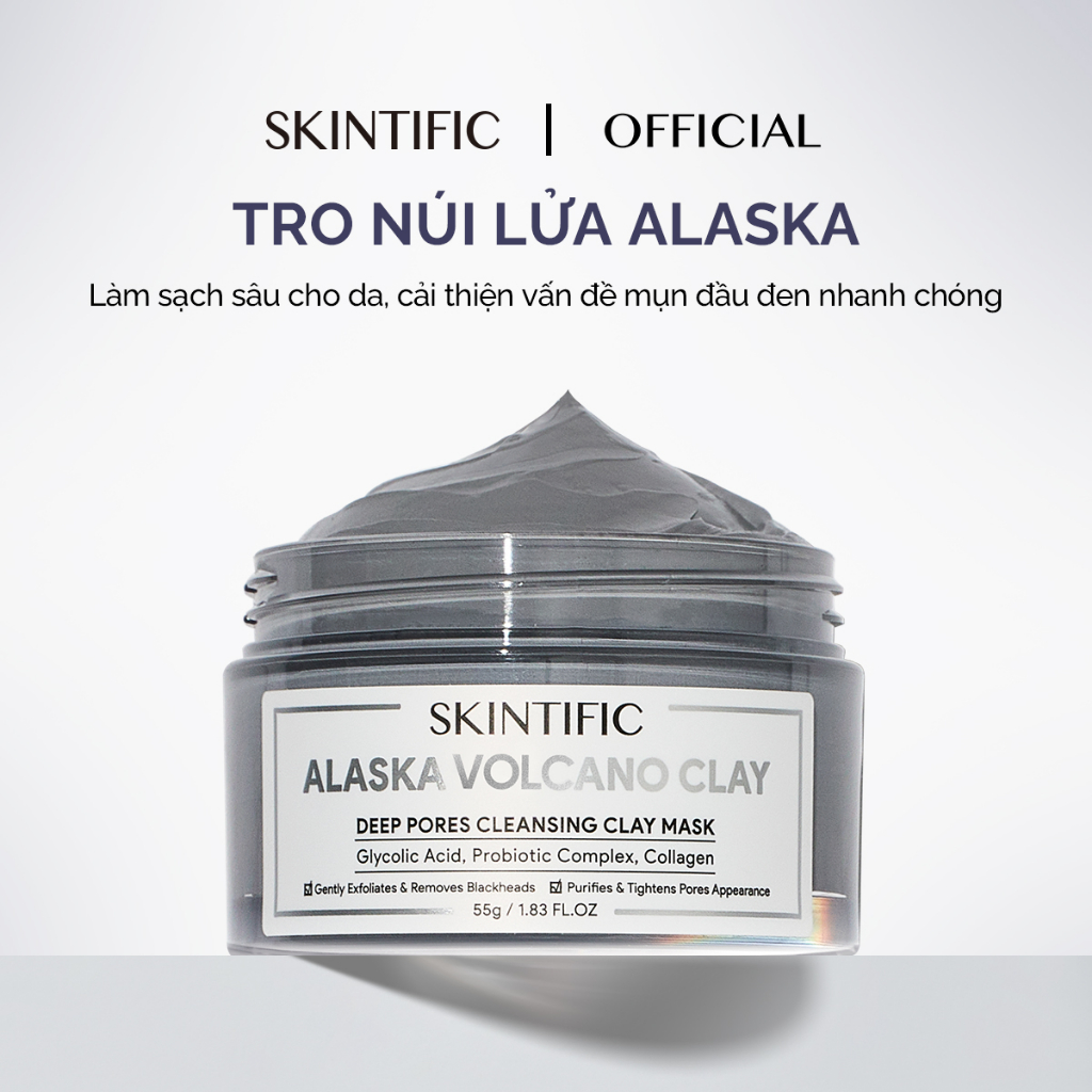 Mặt nạ đất sét tro núi lửa Alaska giúp làm sạch sâu SKINTIFIC 55g (đơn lẻ)