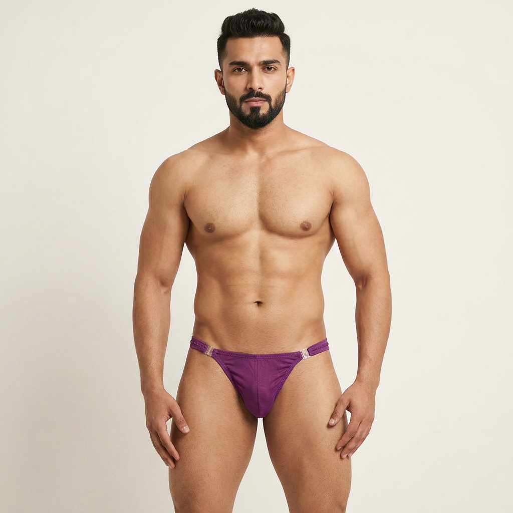 【Popular】 Prism Men G-strings Solid Color Men Underwear G-strings with Buckle