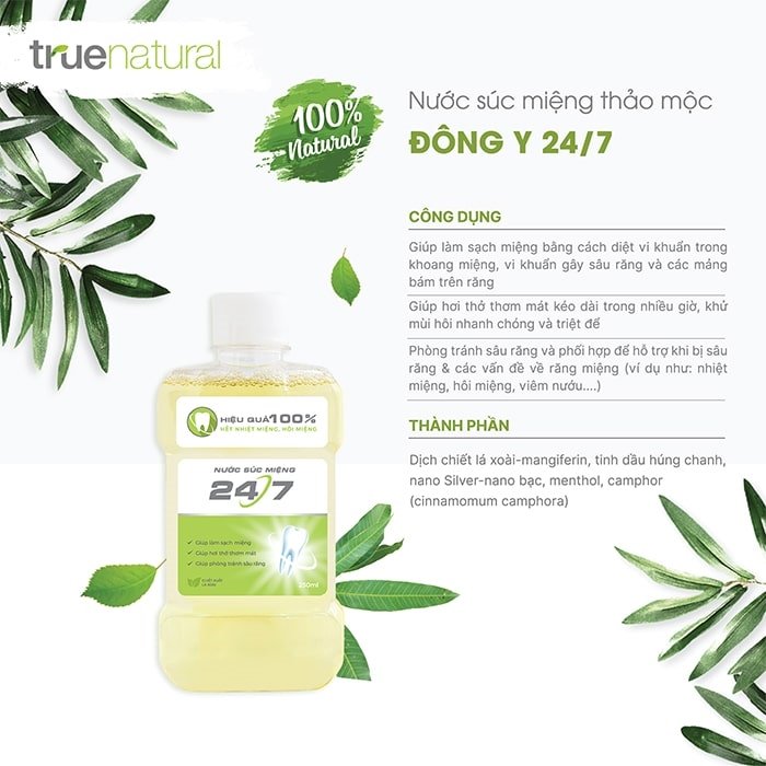Nước Súc Miệng Thảo Mộc Đông Y True Natural 250ml