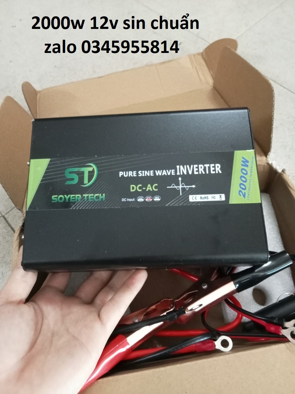 Bộ kich điện 2000w 12v sóng sin chuẩn st 2000w 12v lên 220v