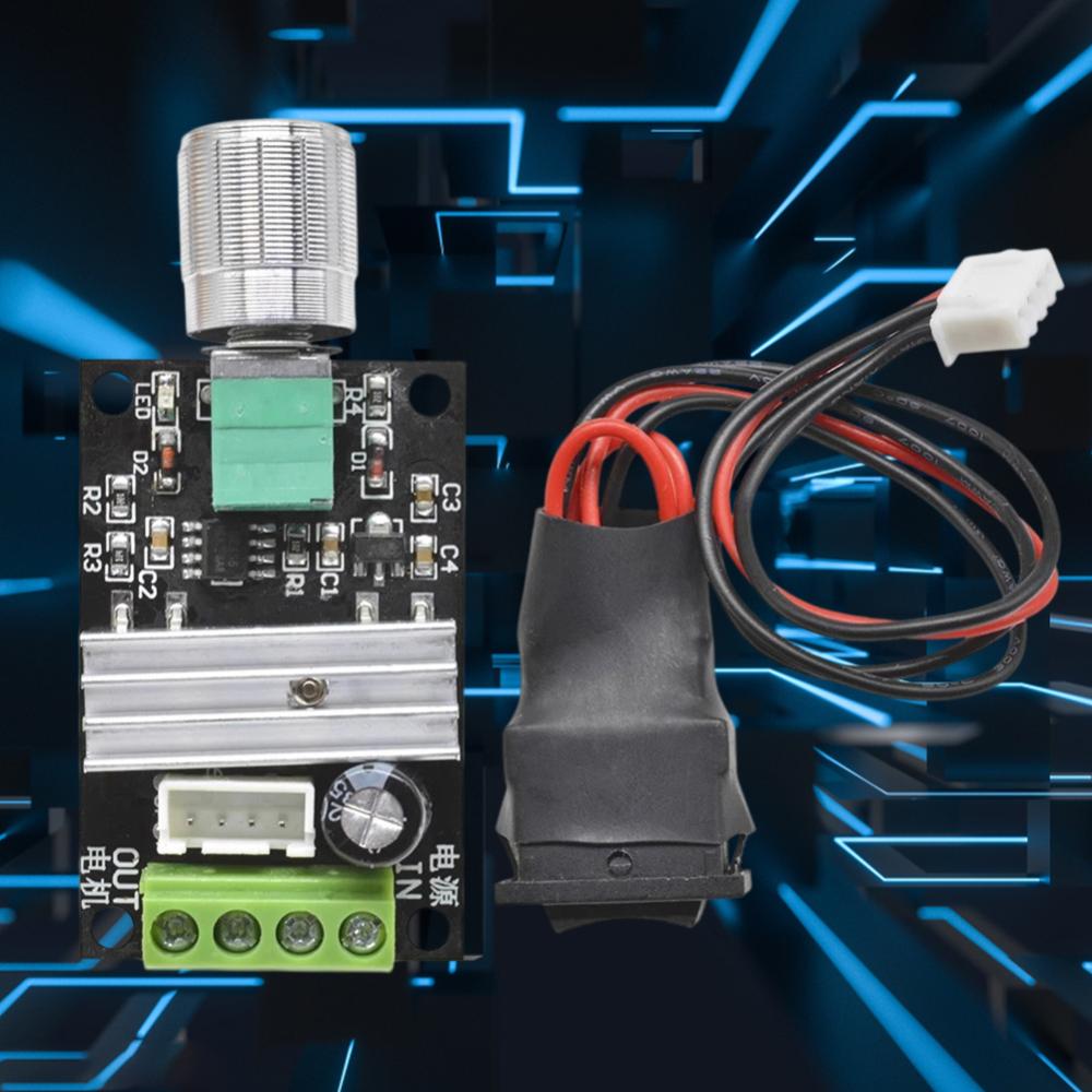 DC 6V 12V 24V 28V DC Motor Speed Controller 3A Motor Speed Regulator Reversible Switch PWM Motor Controller Adjustable LED Light