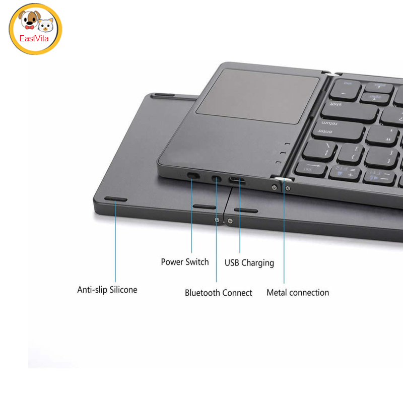 Foldable Bluetooth-compatible Keyboard Portable Mini Wireless Touchpad Keypad Compatible For Ios Android Windows Ipad