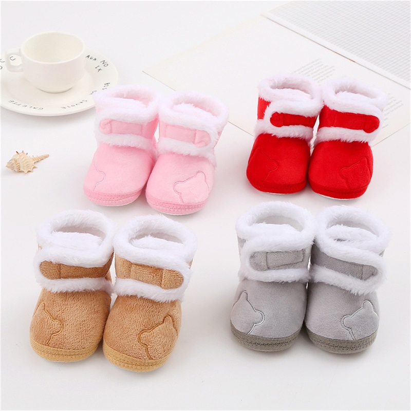 Forever CY Baby Baby Cute Thickened Plush Boots Flat Shoes Infant Girls