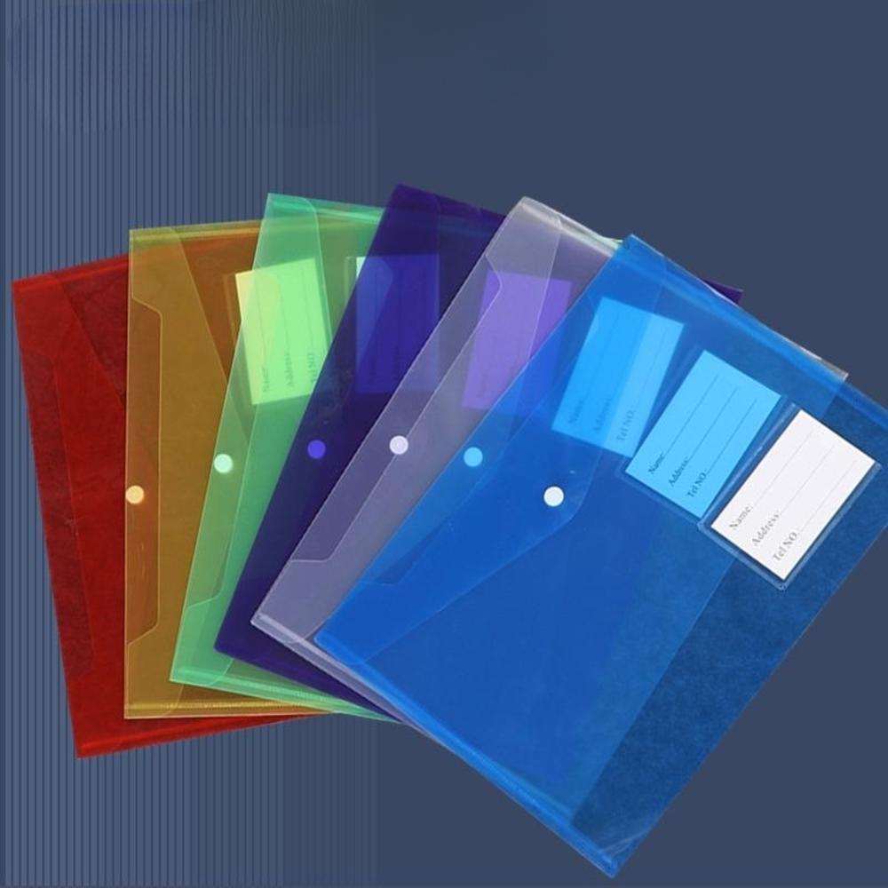 A4 Binder Pocket With Button. A4 Binder Pouch With Label Student Folder For Office Transparent File Pouch For School Binder Envelopes With Button