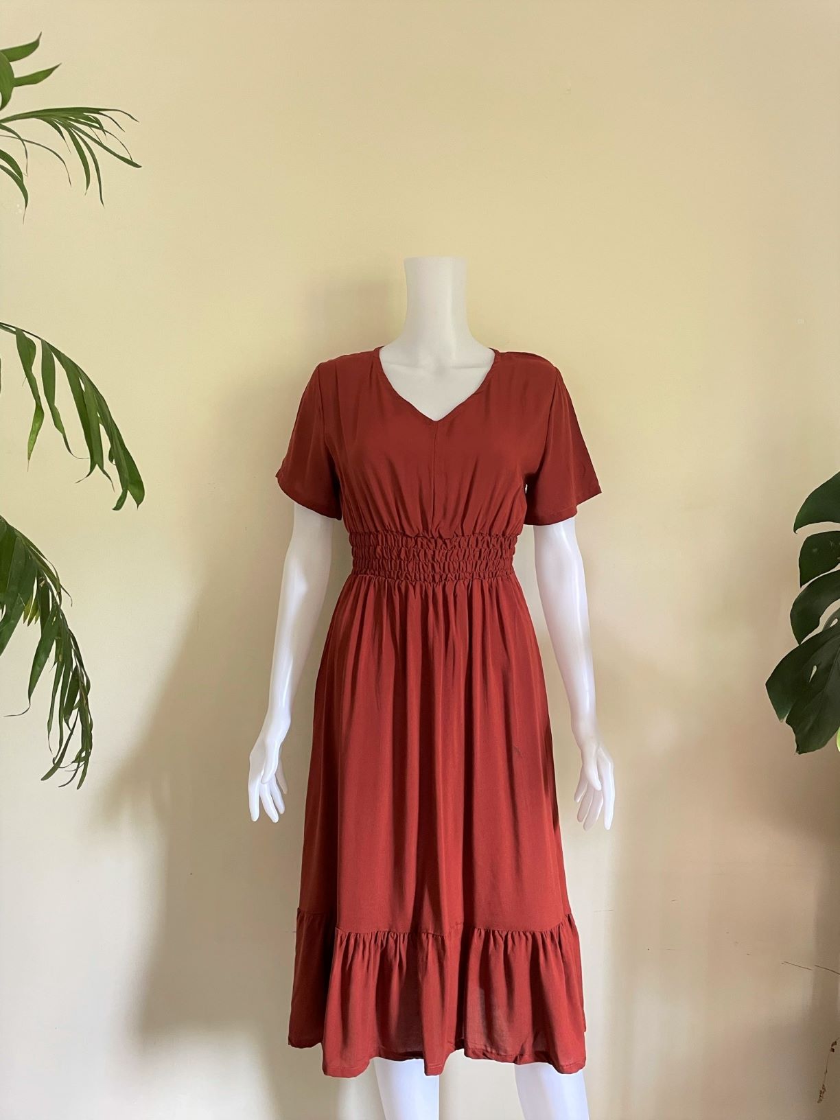 MALL QUALITY CLARE DRESS Below the Knee Church Smocked Waist Sunday