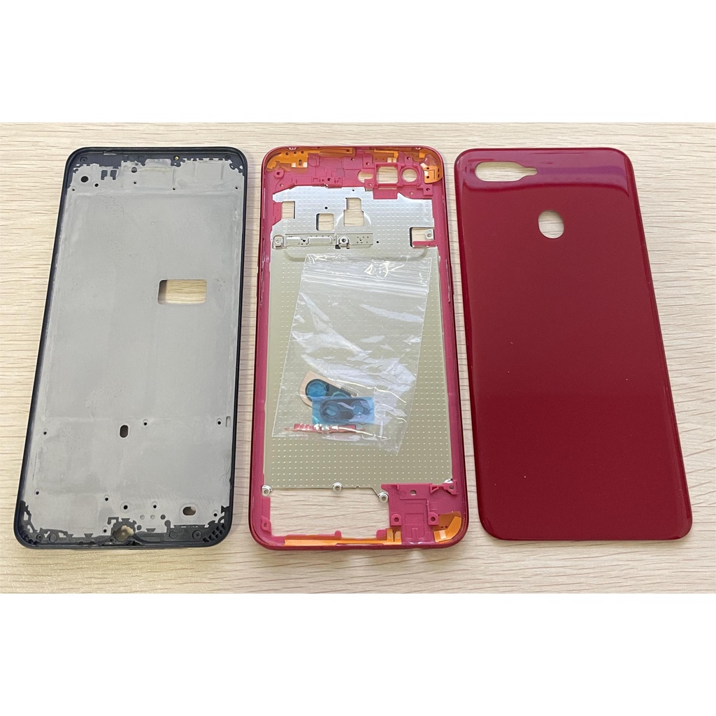 Front Full Housing Frame For Oppo A5s LCD Display Frame Middle Bezel Rear Battery Door Cover Camera Lens Side Button. 