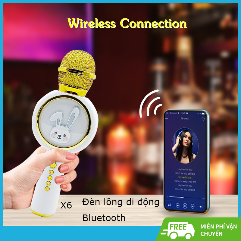 Hot Giảm Mic Hát karaoke kết nối Bluetooth không dây X6 micro không dây  micro karaoke