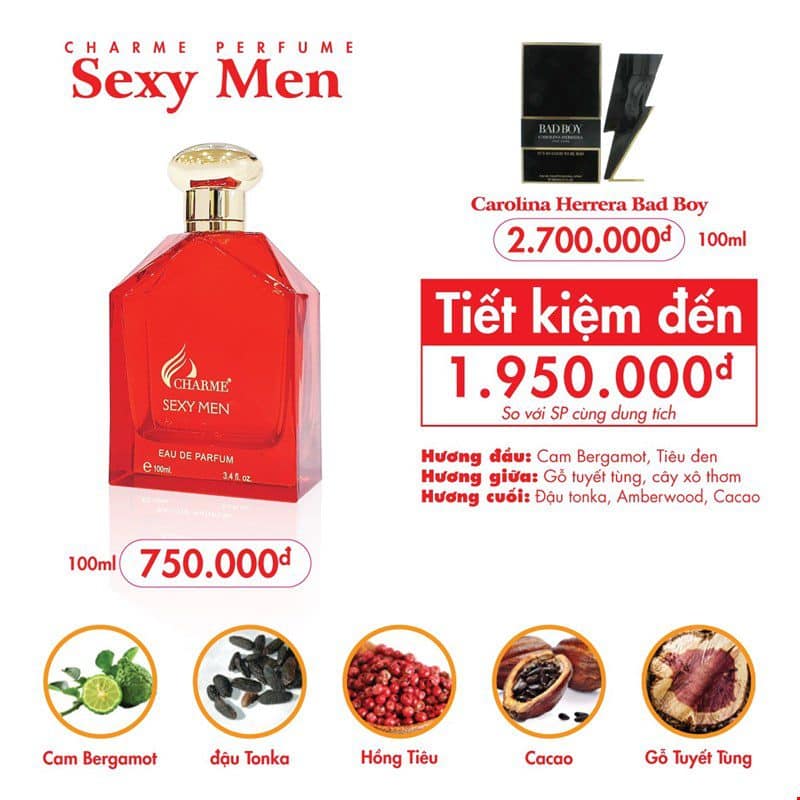 [Chính Hãng Char.me] Nước Hoa Nam SEXY MEN 100ml
