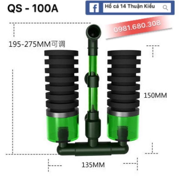 Lọc Vi Sinh Cho Hồ Cá, Tép QS100A - QS200A