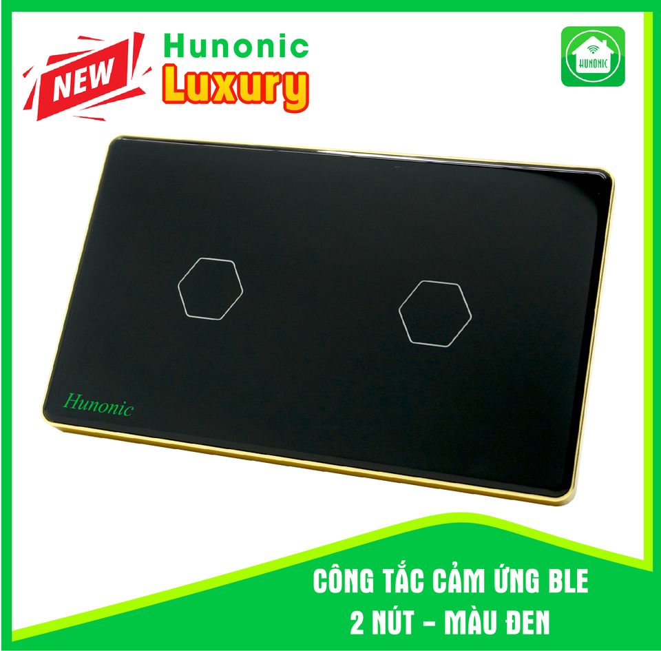 Công Tắc HUNONIC LUXURY - 02 Nút (02 Màu Trắng/Đen)