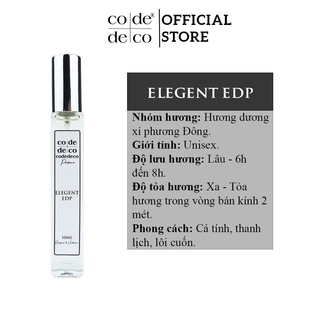 Tinh dầu nước hoa Code Deco Elegent EDP 10ml