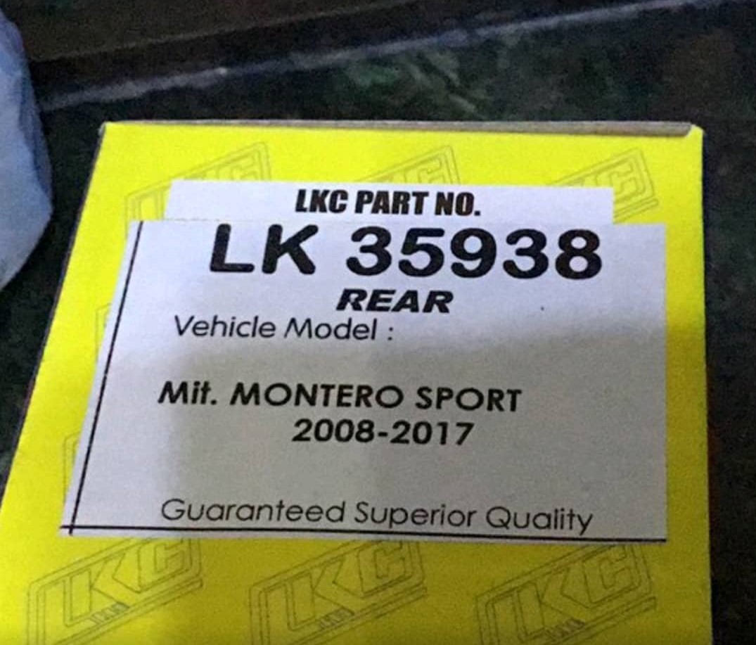 Montero sport 2016 up LKC brake pads Front [20938] Rear Lazada PH
