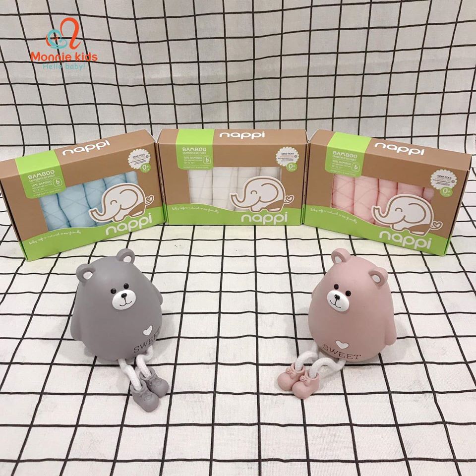 [ NAPPI ] [ HÀNG CHÍNH HÃNG ] Khăn sữa sợi tre Nappi (6 chiếc/hộp)