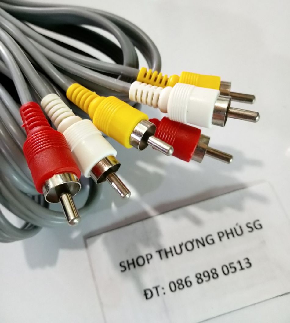[HCM]Cáp âm thanh AV: 6 đầu AV - Hoa sen: - Cáp dài 5M