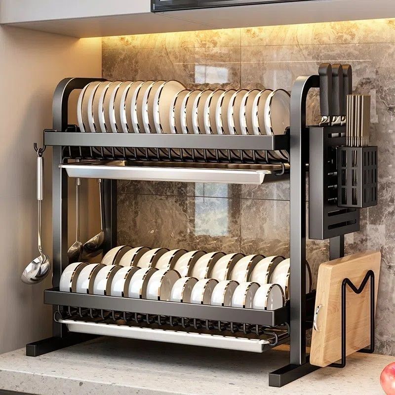 YONUO Kitchen storage rack, dish rack, plate storage rack, drain rack, household multifunctional dish rack, chopsticks storage knife rack