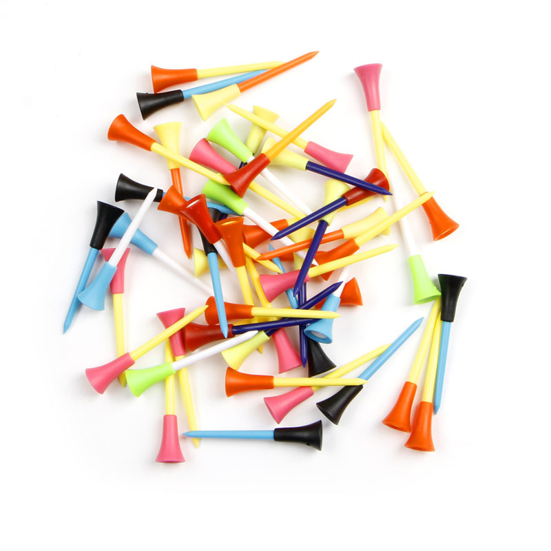 50pcs Golf Tools 83mm Multicolor Plastic Golf Tees Rubber Cushion Professional
