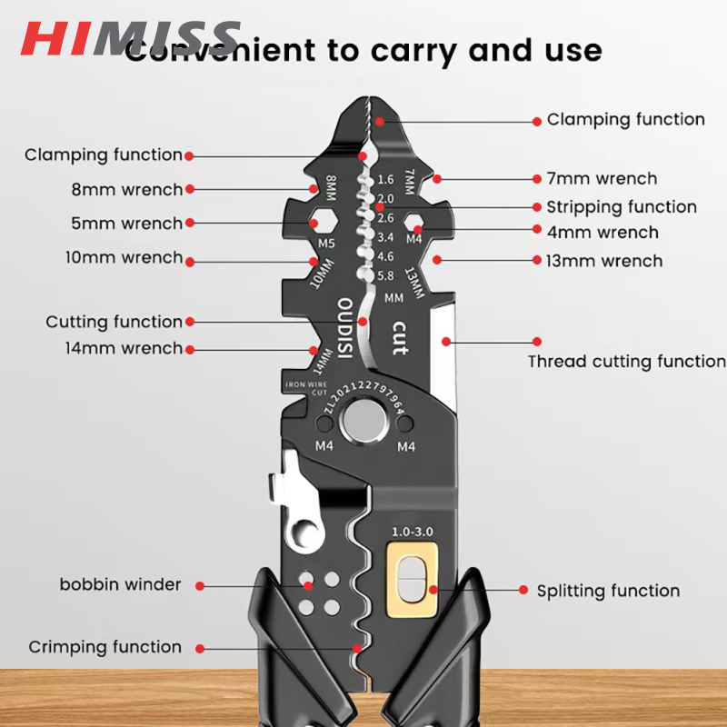 TC 25-in-1 Multifunction Wire Strippers, Wire Stripper Tool, Lockable Design 8" Multifunctional Wire Stripping Crimping Tool Gift For Father, Electrician, Lineman