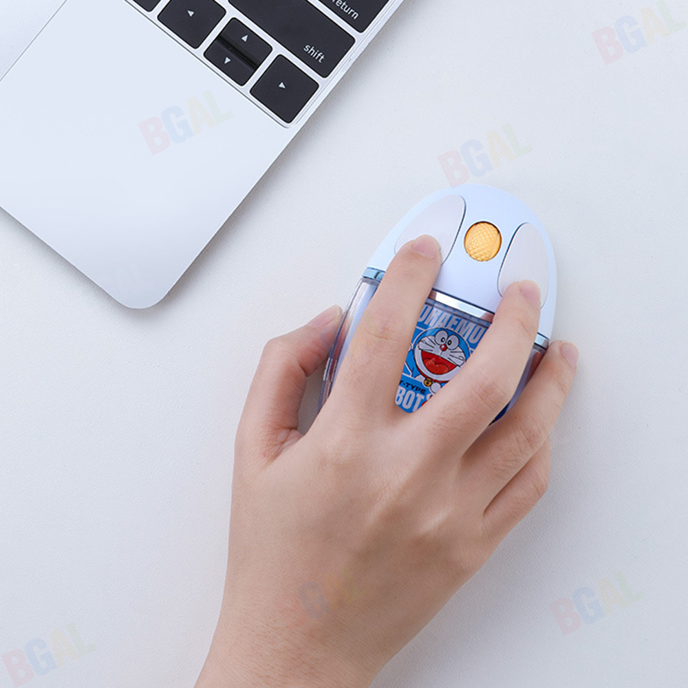 100% Authentic Doraemon Mouse Wireless Bluetooth Dual Mode Transparent Design Rechargeable for PC Laptop Computer Mute RST10855